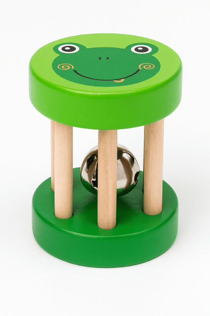 Farbige Montessori Kinder Holzrassel - Handglocke mit Kugel – Musikinstrument & Lernspielzeug ab 2 Jahre - BesonderesHoch2