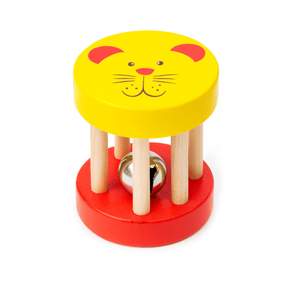 Farbige Montessori Kinder Holzrassel - Handglocke mit Kugel – Musikinstrument & Lernspielzeug ab 2 Jahre - BesonderesHoch2