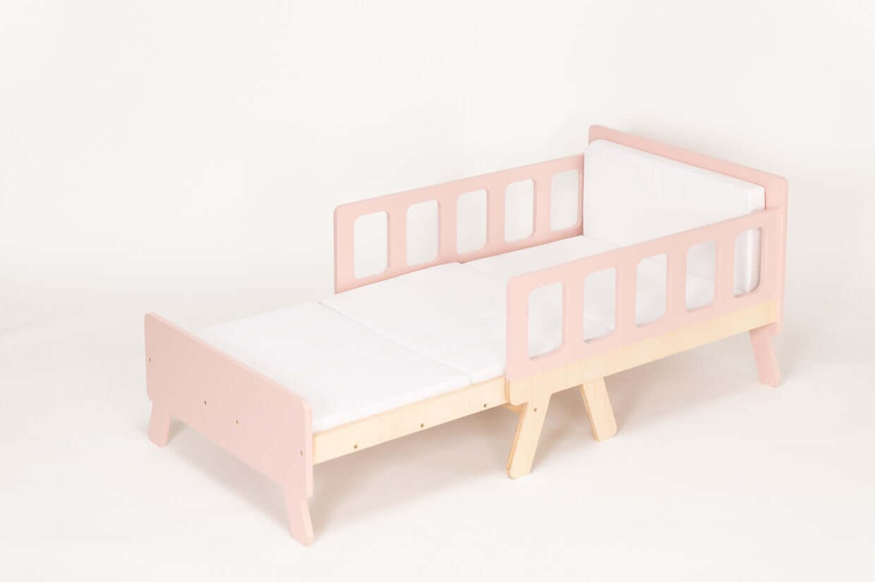 Flexibles Mitwachsendes Kinderbett, Montessori Babybett Family-SCL Rosa 