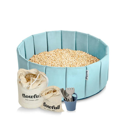 Flowfull® Indoor Würfel - Sandkasten SET (Becken + Holzwürfel) - BesonderesHoch2