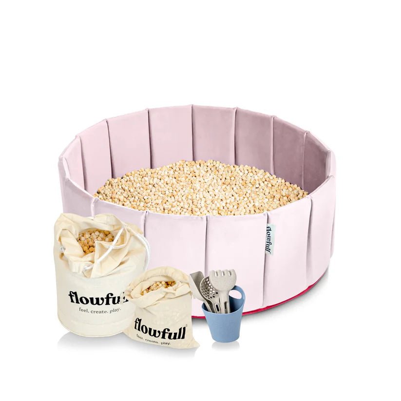 Flowfull® Indoor Würfel - Sandkasten SET (Becken + Holzwürfel) - BesonderesHoch2