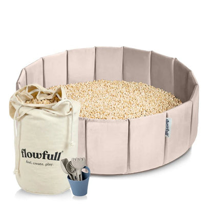 Flowfull® Indoor Würfel - Sandkasten SET (Becken + Holzwürfel) - BesonderesHoch2