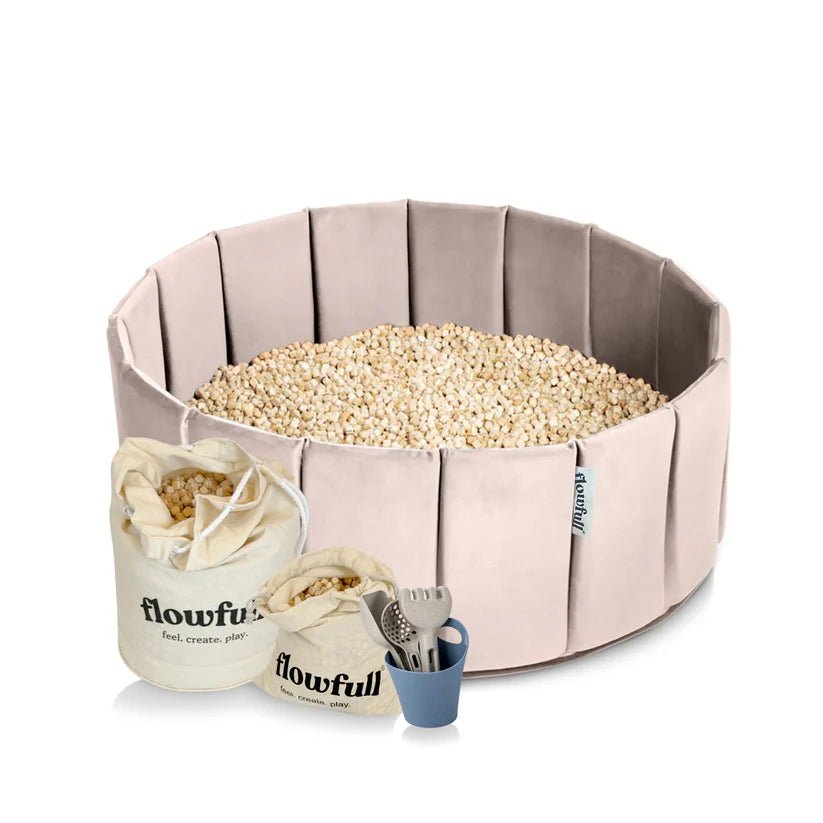 Flowfull® Indoor Würfel - Sandkasten SET (Becken + Holzwürfel) - BesonderesHoch2
