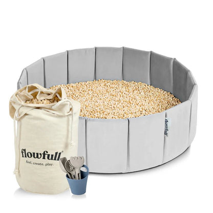 Flowfull® Indoor Würfel - Sandkasten SET (Becken + Holzwürfel) - BesonderesHoch2