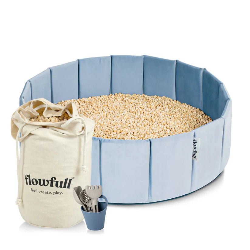 Flowfull® Indoor Würfel - Sandkasten SET (Becken + Holzwürfel) - BesonderesHoch2