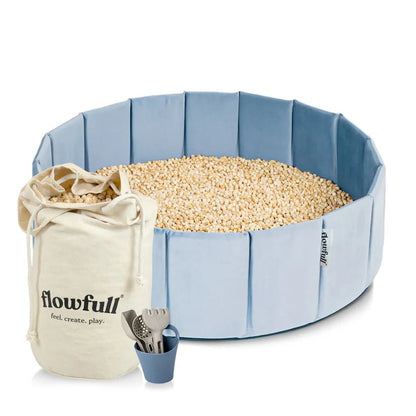 Flowfull® Indoor Würfel - Sandkasten SET (Becken + Holzwürfel) - BesonderesHoch2