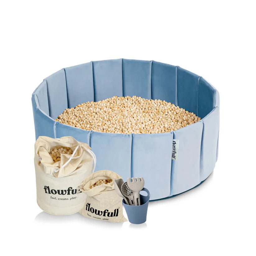 Flowfull® Indoor Würfel - Sandkasten SET (Becken + Holzwürfel) - BesonderesHoch2