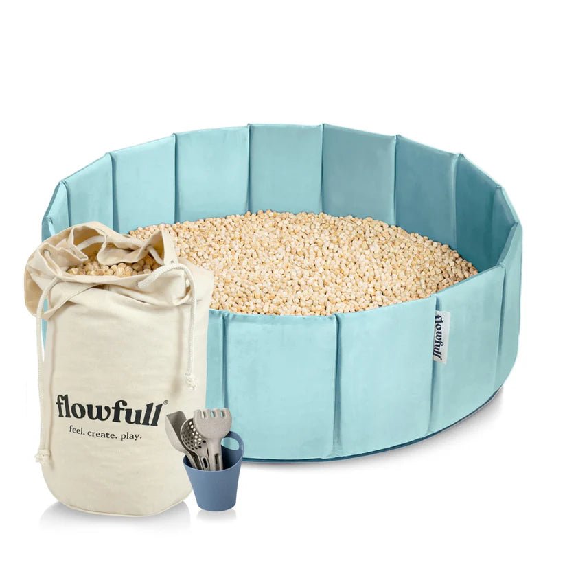 Flowfull® Indoor Würfel - Sandkasten SET (Becken + Holzwürfel) - BesonderesHoch2