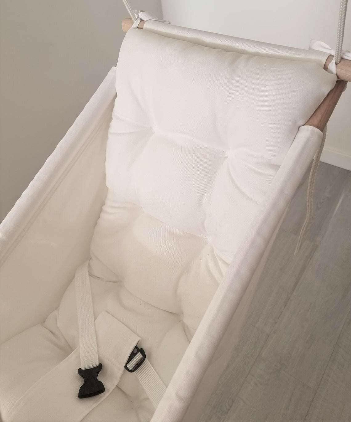 Große Babyschaukel Hängematte aus Baumwolle, weiß - BesonderesHoch2