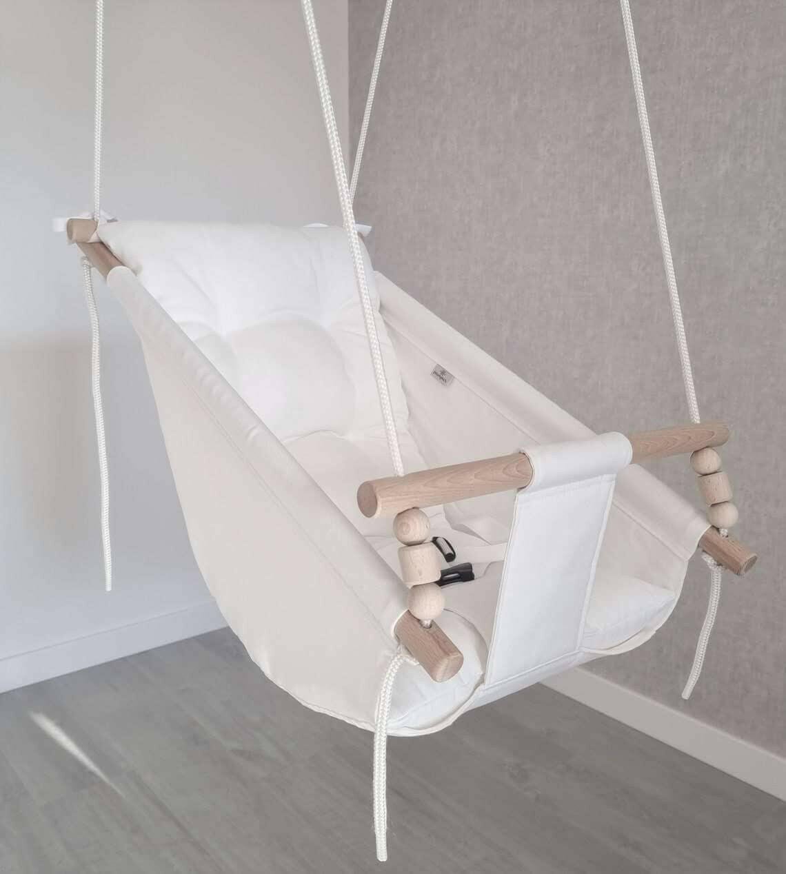 Große Babyschaukel Hängematte aus Baumwolle, weiß - BesonderesHoch2