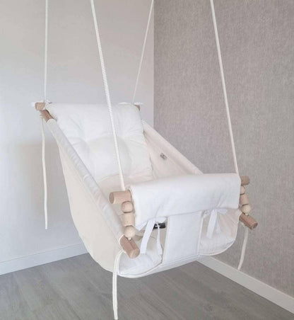 Große Babyschaukel Hängematte aus Baumwolle, weiß - BesonderesHoch2