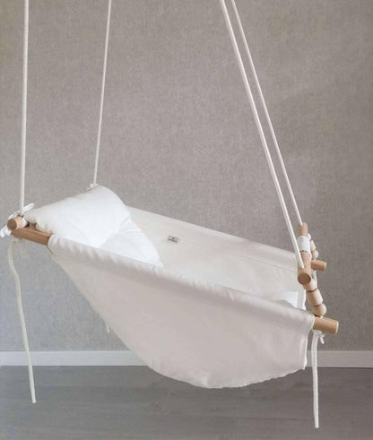 Große Babyschaukel Hängematte aus Baumwolle, weiß - BesonderesHoch2