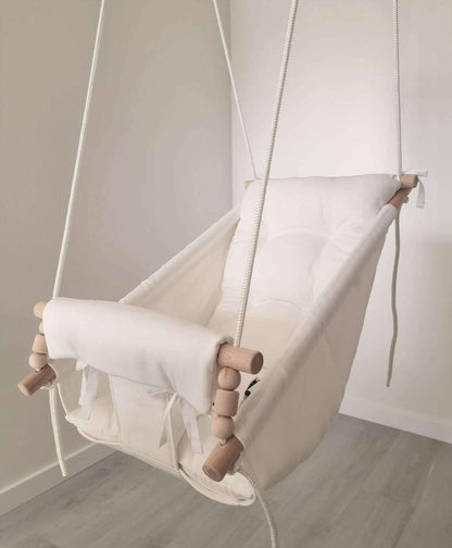 Große Babyschaukel Hängematte aus Baumwolle, weiß - BesonderesHoch2