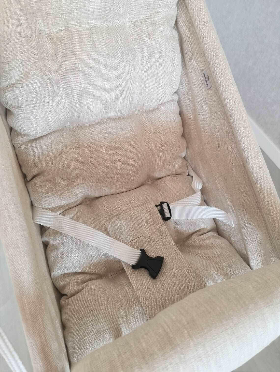 Große Babyschaukel Hängematte aus Leinen, beige - BesonderesHoch2