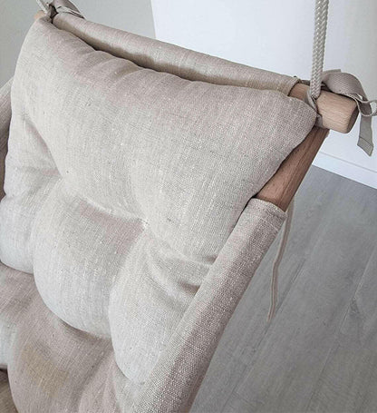 Große Babyschaukel Hängematte aus Leinen, beige - BesonderesHoch2