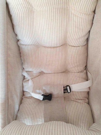 Große Babyschaukel Hängematte aus Leinen, beige gestreift - BesonderesHoch2