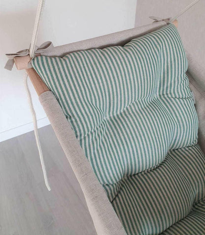 Große Babyschaukel Hängematte aus Leinen, grün gestreift - BesonderesHoch2