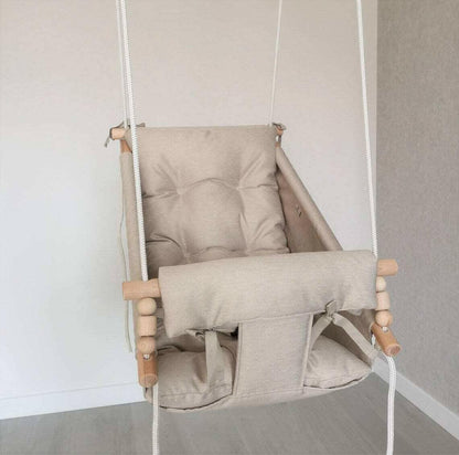 Große Babyschaukel Hängematte aus Polyester wetterfest, beige - BesonderesHoch2