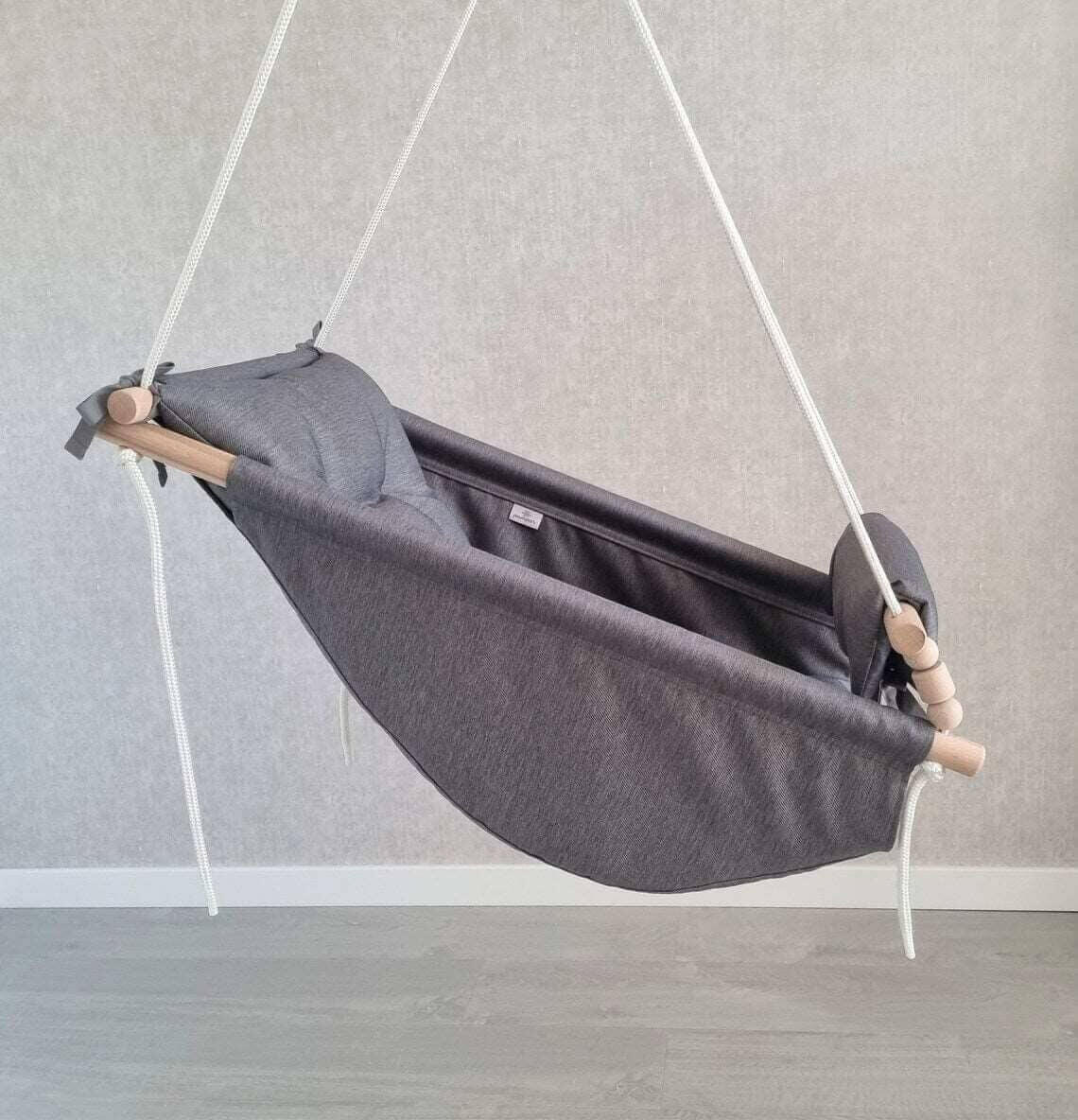 Große Babyschaukel Hängematte aus Polyester wetterfest, dunkelgrau - BesonderesHoch2