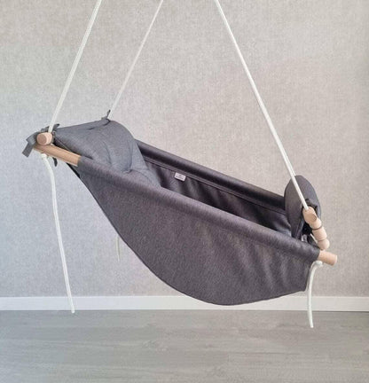 Große Babyschaukel Hängematte aus Polyester wetterfest, dunkelgrau - BesonderesHoch2