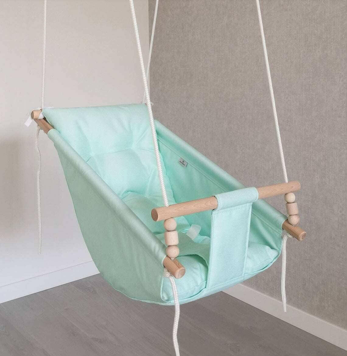 Große Babyschaukel Hängematte aus Polyester wetterfest, mint - BesonderesHoch2