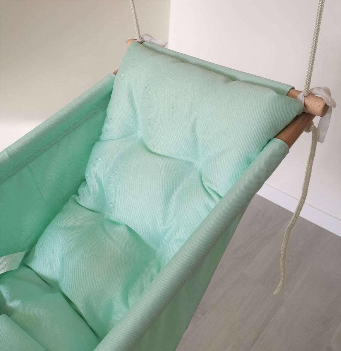 Große Babyschaukel Hängematte aus Polyester wetterfest, mint - BesonderesHoch2