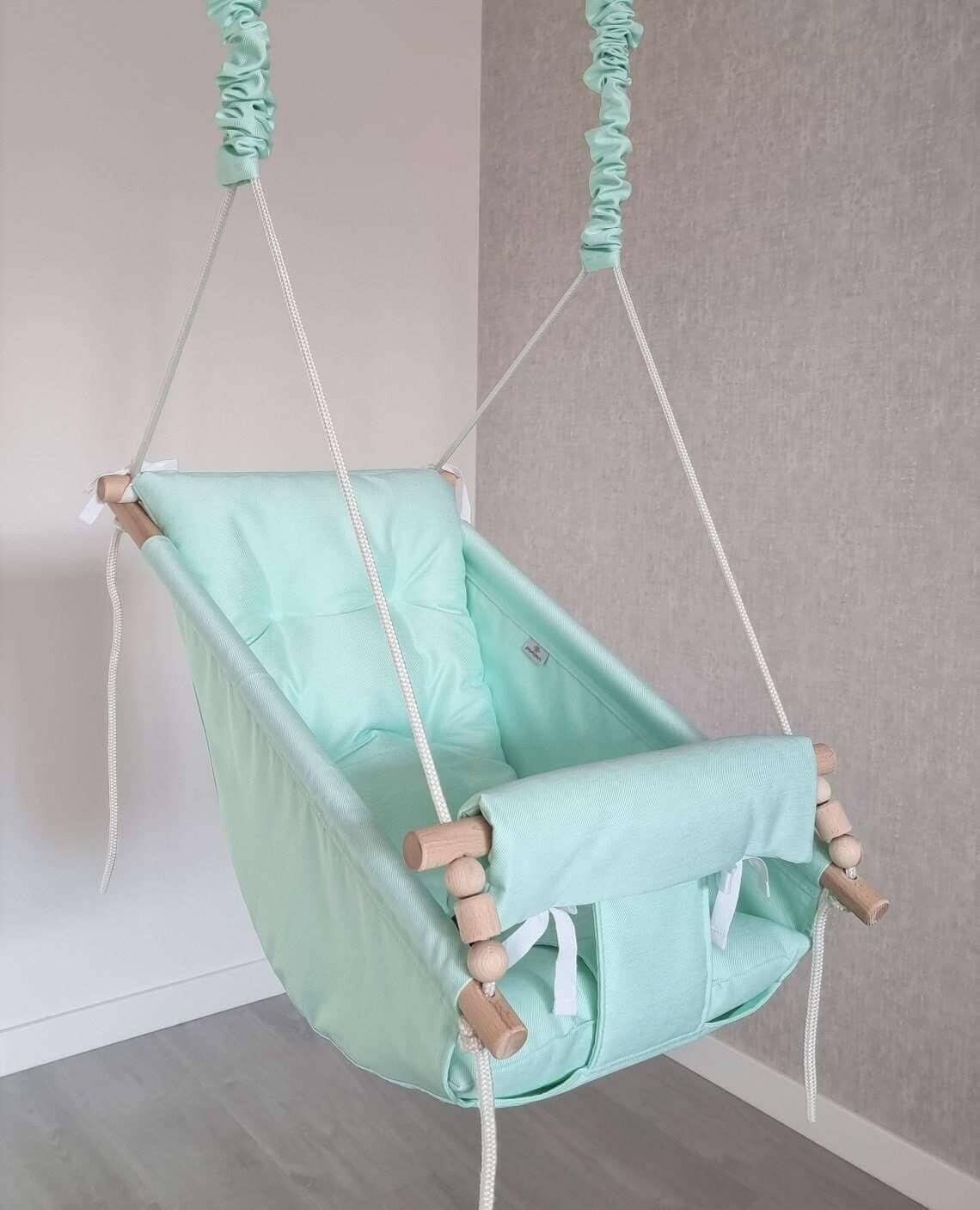 Große Babyschaukel Hängematte aus Polyester wetterfest, mint - BesonderesHoch2