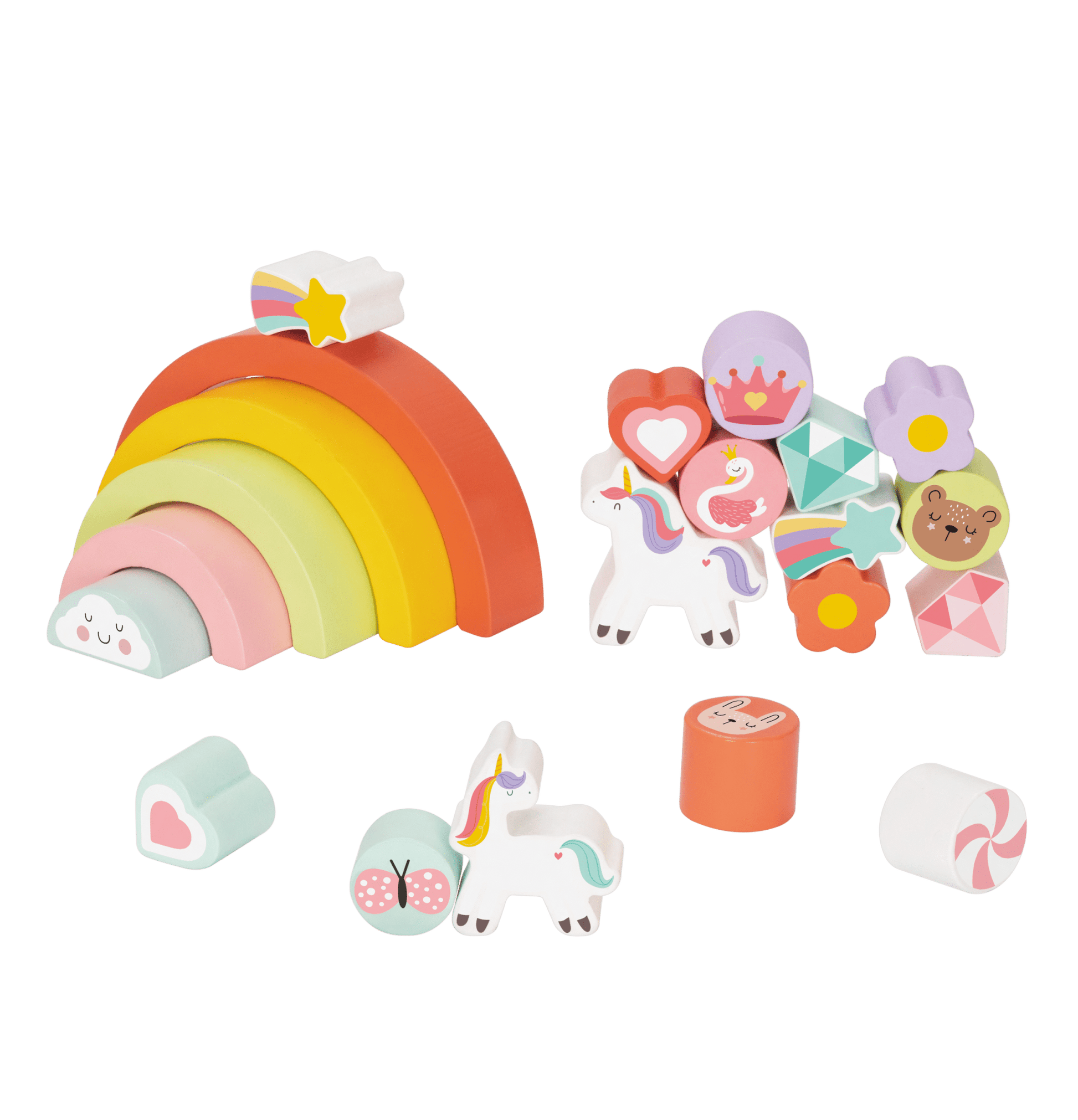 Holz Einhorn Balance Stapelspiel – Montessori Baustein - Set für Kleinkinder - BesonderesHoch2