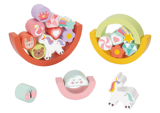 Holz Einhorn Balance Stapelspiel – Montessori Baustein - Set für Kleinkinder - BesonderesHoch2