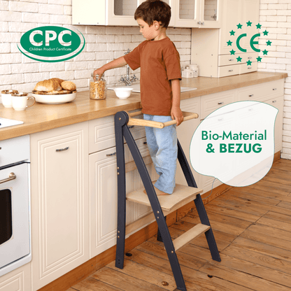 Holz Lernleiter Montessori: Hocker für Kinder - Beige - BesonderesHoch2