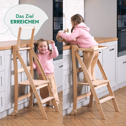 Holz Lernleiter Montessori: Hocker für Kinder - Beige - BesonderesHoch2