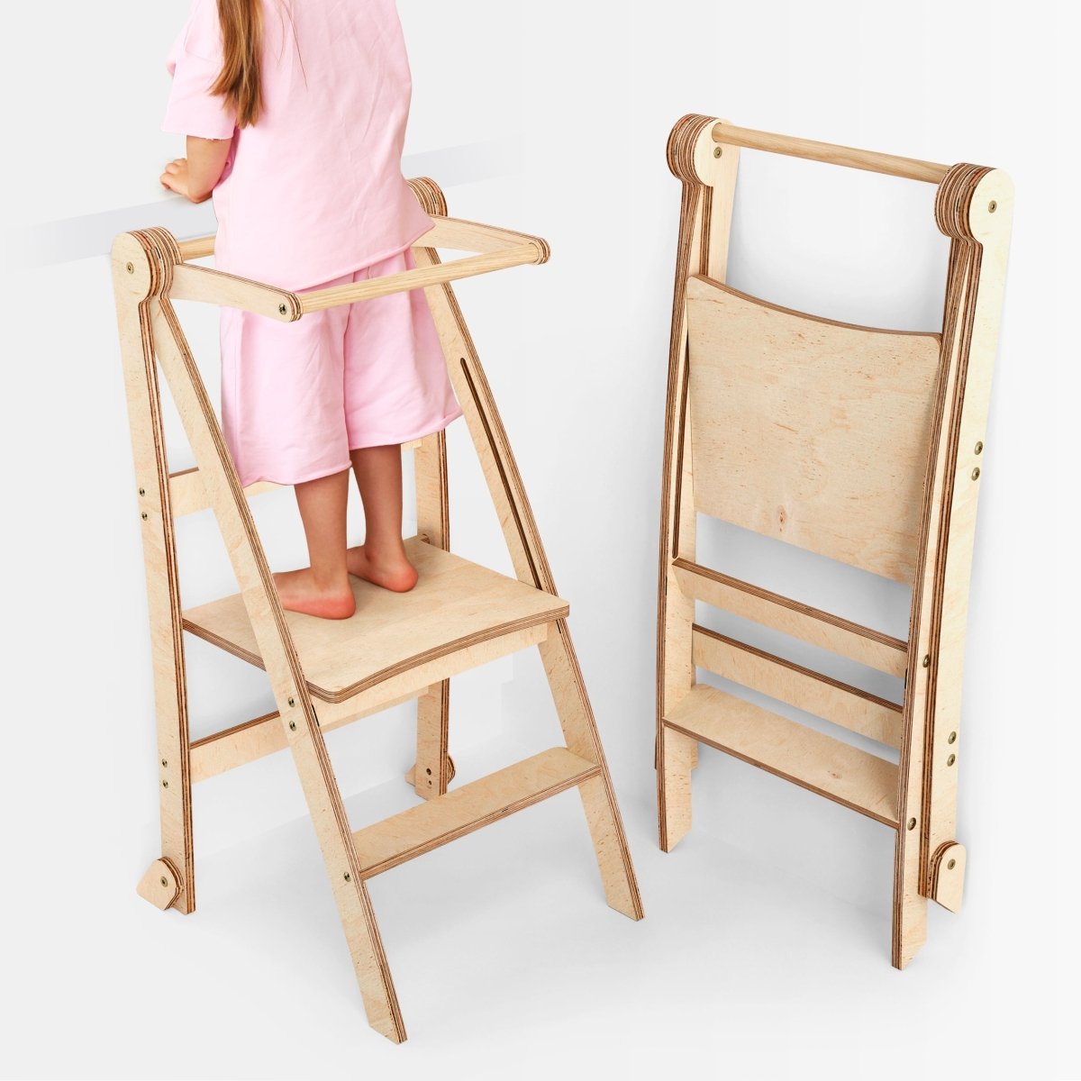 Holz Lernleiter Montessori: Hocker für Kinder - Beige - BesonderesHoch2
