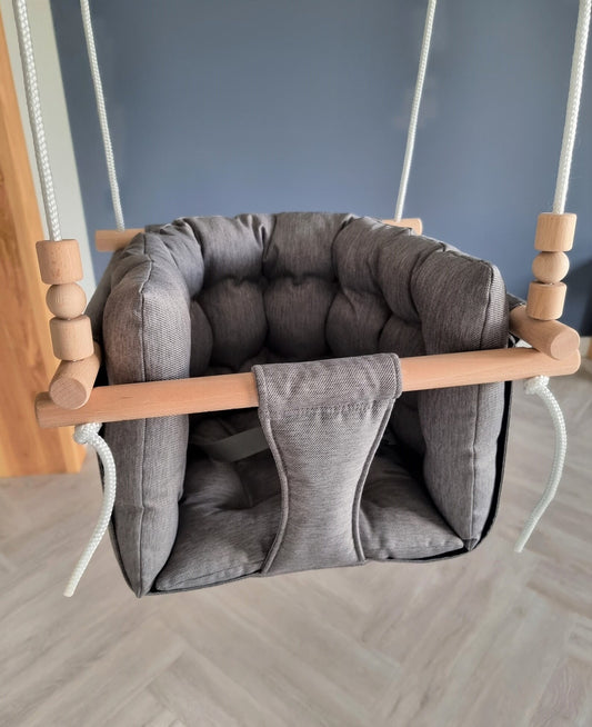 Premium Babyschaukel aus Polyester, Wetterfest, Dunkelgrau - besondereshoch2
