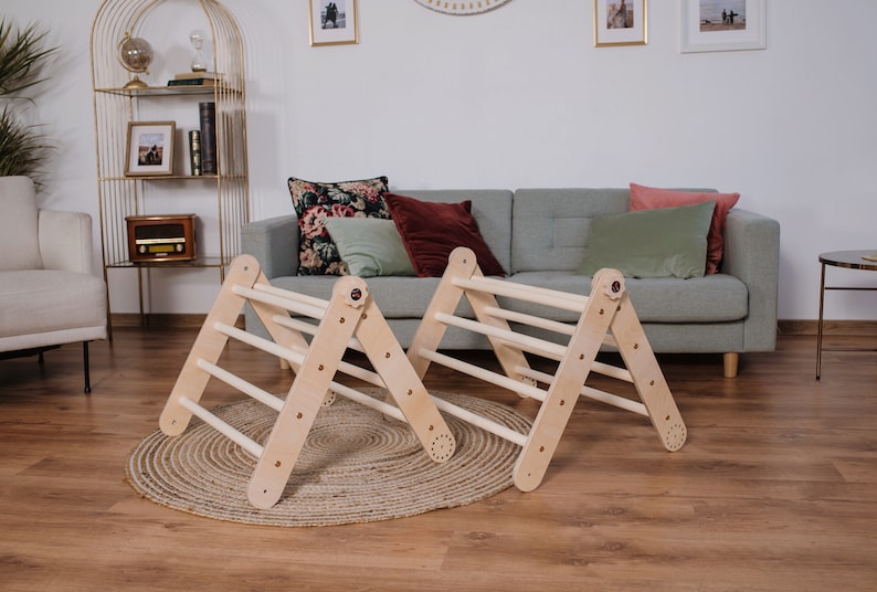 Kletterdreieck Set, Kletterbogen, Rutsche, Pikler Dreieck - pastell - natur - besondereshoch2