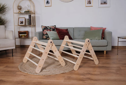 Kletterdreieck Set, Kletterbogen, Rutsche, Pikler Dreieck - pastell - natur - besondereshoch2
