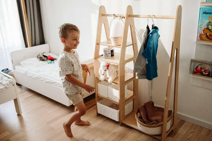 Kindergarderobe mit Ablage, Montessori Möbel, Kleiderschrank - BesonderesHoch2