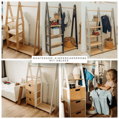 Kindergarderobe mit Ablage, Montessori Möbel, Kleiderschrank - BesonderesHoch2