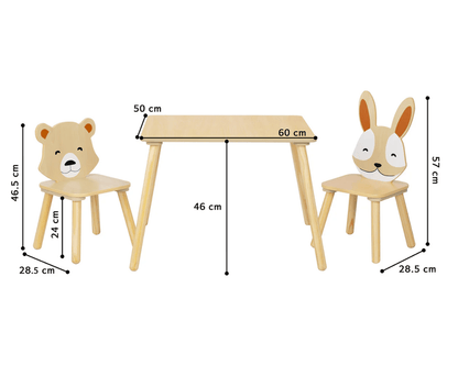 Kindertisch mit 2 Stühlen - BesonderesHoch2