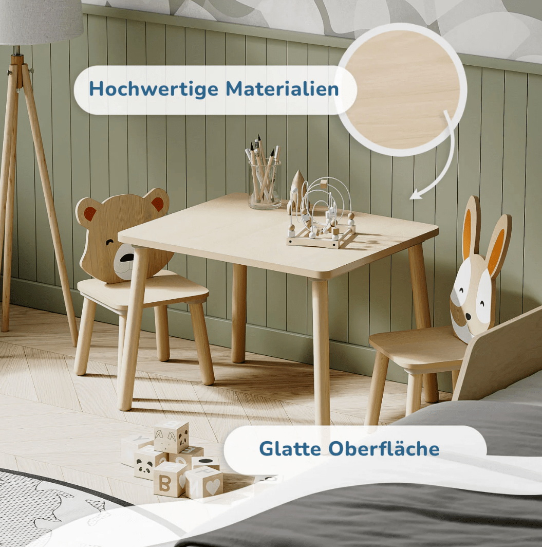 Kindertisch mit 2 Stühlen - BesonderesHoch2