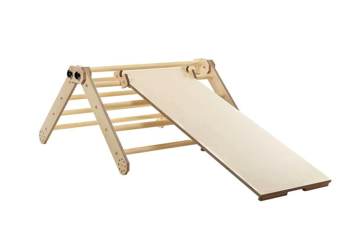 Kletterdreieck Set 3 in 1 mit Rutsche - Pikler Dreieck mit Rampe - BesonderesHoch2