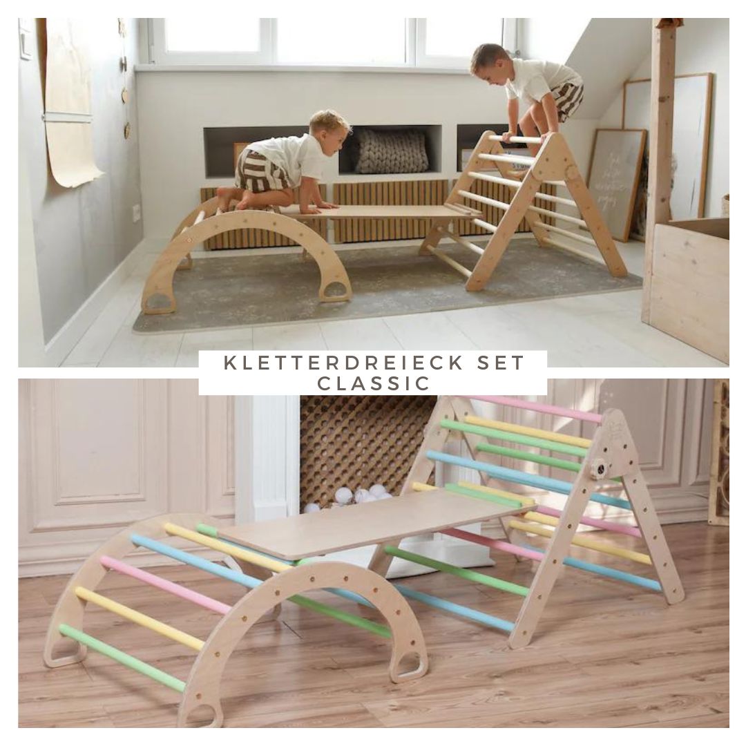 Kletterdreieck Set Classic, Kletterbogen, Rutsche, Pikler Dreieck SmartFoxWood 