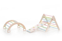 Kletterdreieck Set Classic, Kletterbogen, Rutsche, Pikler Dreieck SmartFoxWood Kletterdreieck + Kletterbogen + Rampe Pastell 
