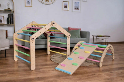 Kletterdreieck Set Maxi, Kletterbogen, Rutsche, Pikler Dreieck, Wandelbar - BesonderesHoch2