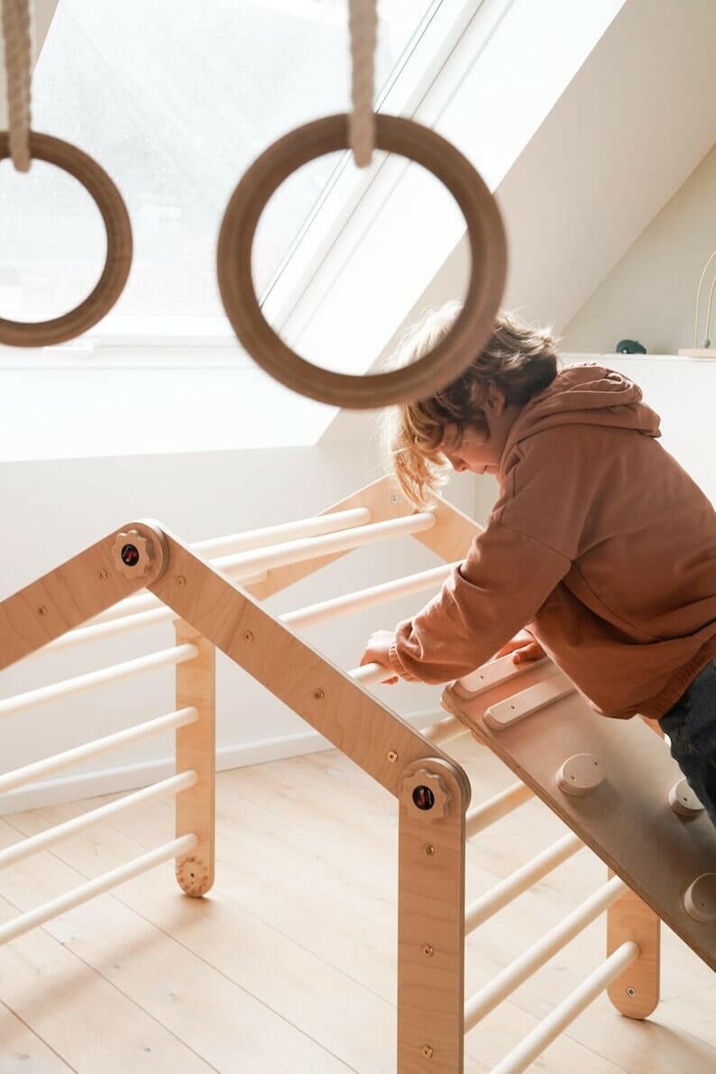 Kletterdreieck Set Maxi, Kletterbogen, Rutsche, Pikler Dreieck, Wandelbar - BesonderesHoch2