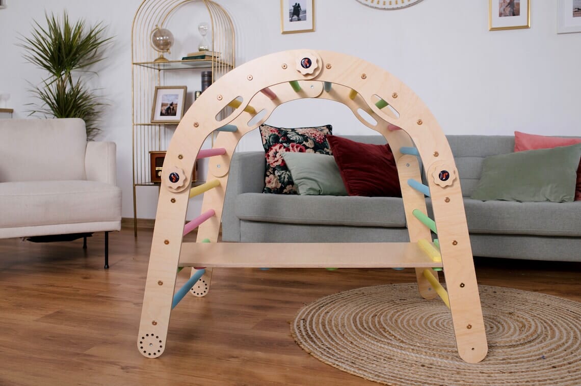 Kletterdreieck Set Maxi, Kletterbogen, Rutsche, Pikler Dreieck, Wandelbar SmartFoxWood 