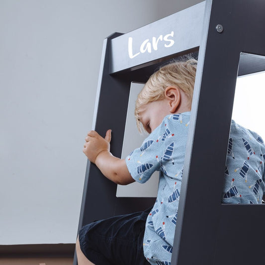 Lernturm Felix - Learning tower - blau | tiSsi® by Schmatzepuffer® "gratis personalisierbar" - BesonderesHoch2