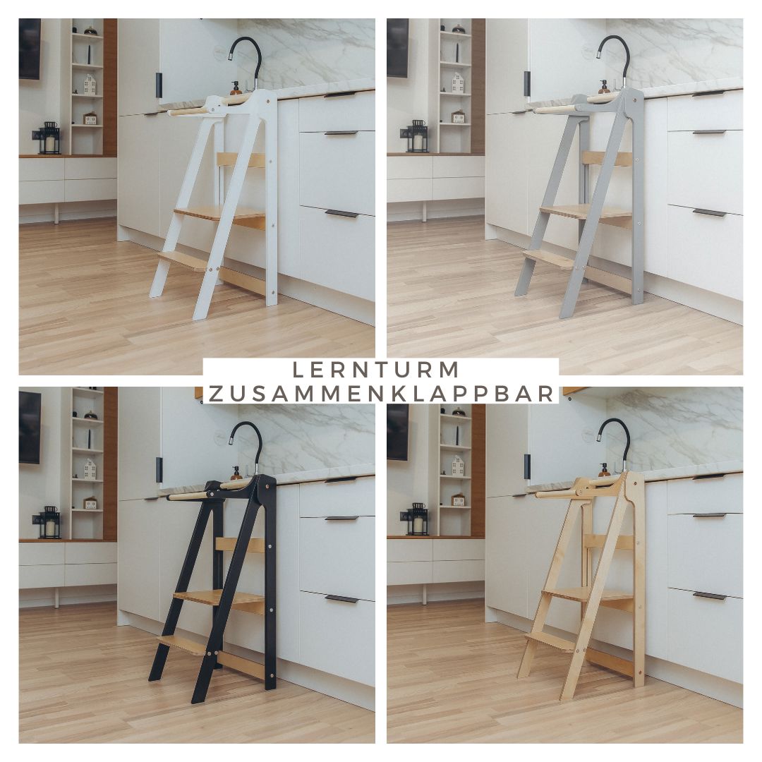 Lernturm klappbar, Küchenturm, Learning Tower, Montessori Turm - BesonderesHoch2