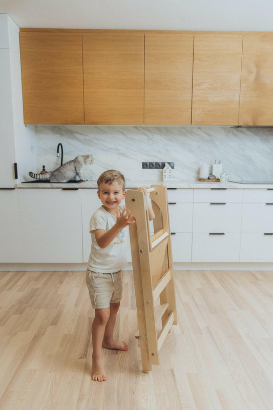 Lernturm klappbar, Küchenturm, Learning Tower, Montessori Turm - BesonderesHoch2