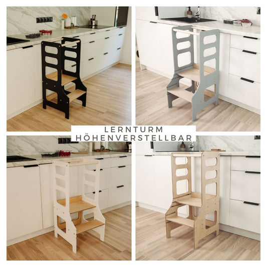 Lernturm, Küchenhelfer, Learning Tower, Montessori Turm, höhenverstellbar - BesonderesHoch2
