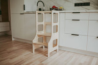 Lernturm, Küchenhelfer, Learning Tower, Montessori Turm, höhenverstellbar Duck Woodworks Natur 